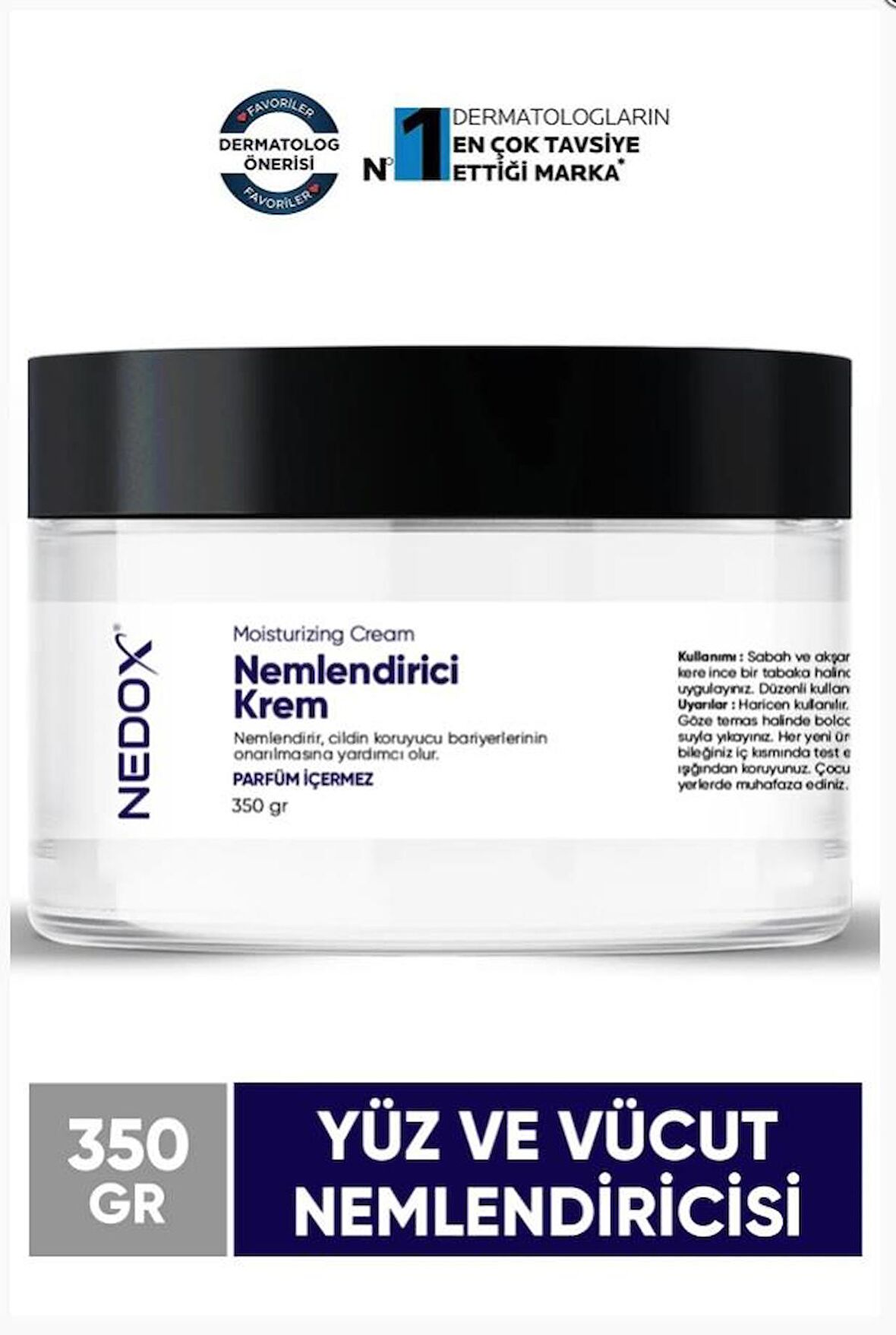 NEDOX Nemlendirici Krem Kuru Ciltler Seramid Ve Hyalüronik Asit Içerikli Yüz Vücut 350gr